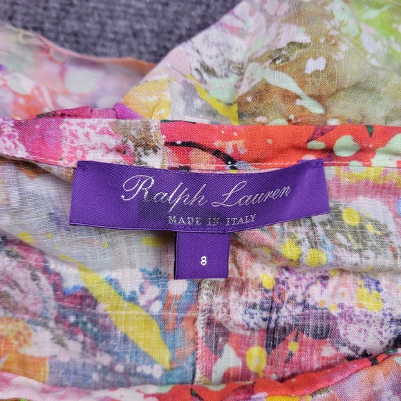 Ralph Lauren Purple Label Desarae Linen Silk Gauze Ruffle Blouse Womens 8 $1690 - Picture 3 of 7